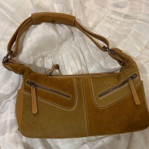 Vintage TOD’S Tan Suede/Natural Hair Shoulder Bag.